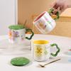 Simple Small and Fresh Gift Cup High Value Home Office Water Cup Pastoral Style Ceramic Mug with Lid Spoon