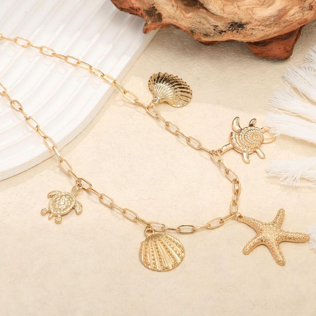 Personalized Design Sense Starfish Pendant Necklace Women's Summer Cold Wind Trend Street Shot Shell Collarbone Chain