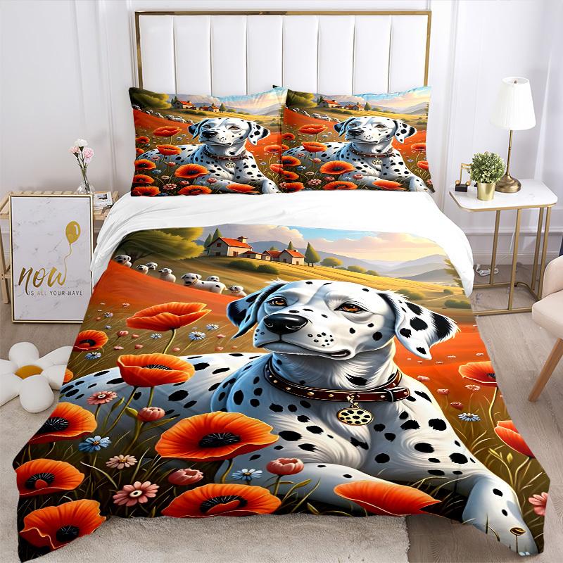3pcs Dalmatian Dog Duvet Cover Set -Includes 1 Duvet Cover and 2 Pillowcases, No Quilt Core, All-Season Home Decor yy251111171