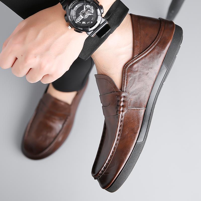 Модные мужские мокасины Slip-On Luxury fashion Leather 2024 новые весенне-осенние мужские повседневные туфли для отдыха на открытом воздухе Плоские деловые туфли мужские Трендовые мокасины