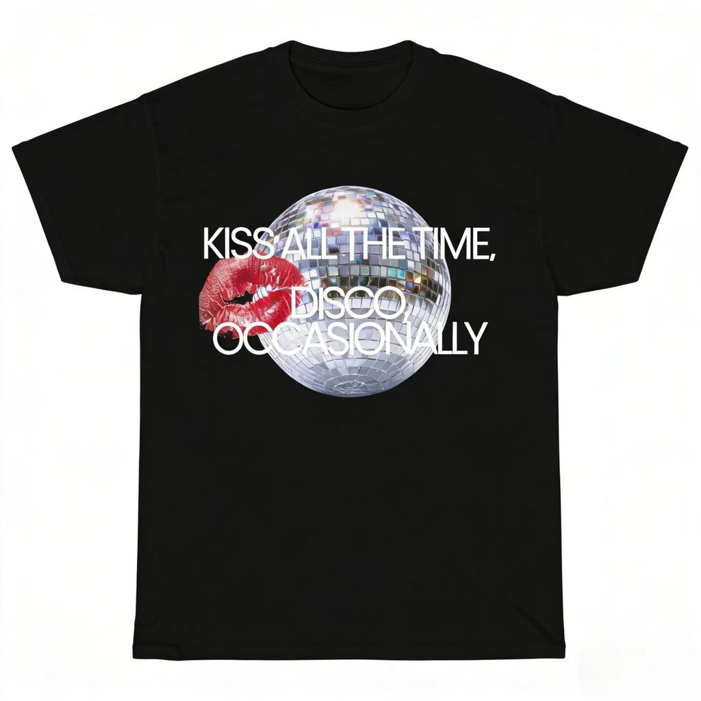 Y2k Vintage Tops Kiss All The Time Disco Occasionally Harry Styles 2026 Album Cotton T Shirt Summer O-Neck Print T Shirt Unisex