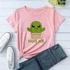 Funny Cactus Hug Me Print T-shirts For Women Summer Round Neck Unisex Tee Shirt Femme Fashion Casual T-shirts