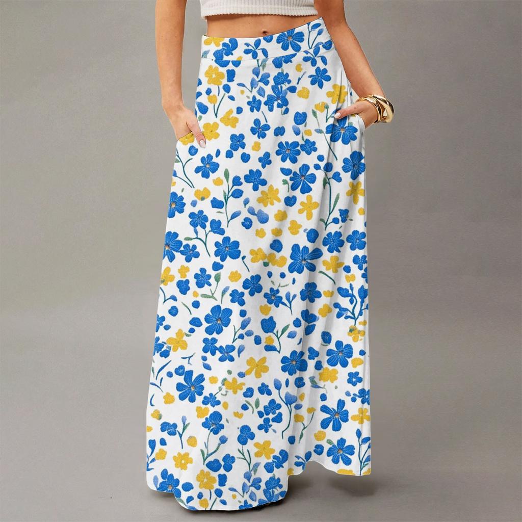 Женское летящее платье макси обычное повседневное летнее с цветочным принтом в богемном стиле юбка