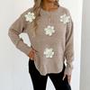 Женская футболка с винтажным цветочным принтом, круглым вырезом, свободная, с длинным рукавом, средней длины, с большим пальцем, с утечкой