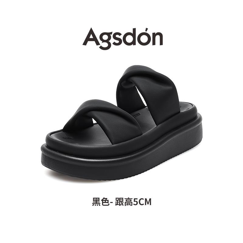Augustine platform slippers women's summer wear 2025 new white sandals with skirts French beach sandals