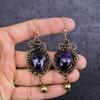 Серьги-ювелирные изделия из натурального шалфея с аметистом и медной проволокой 3,39 дюйма M6c84