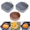 AirFryer Silicone Pot Oven Baking Tray Safe Reusable BBQ Barbecue Pad Plate Fried Pizza Basket Air Fryers Grill Pan Accessories