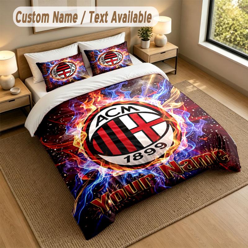 Комплект постельного белья 1 пододеяльник 2 наволочки Принт AC Milan Мягкое постельное белье Декор спальни