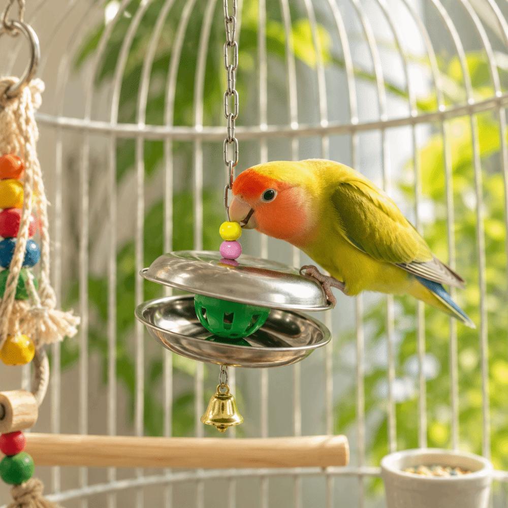 Bite Resistant Parrot Bell Pendant Colored Beads Parrots Chew Swing Bird Cage Toys  Beak Exercise