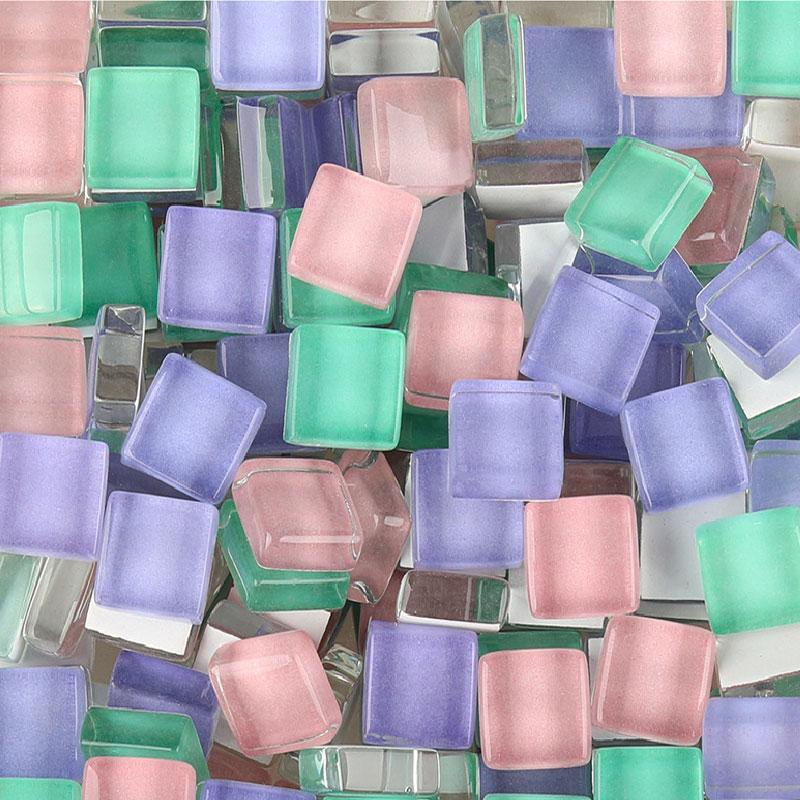 100 г смешанных мозаичных кусочков, ассорти цветов, квадратные мозаичные плитки из блестящего стекла для поделок своими руками, синий, фиолетовый, зеленый, арте