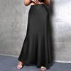 Women Fishtail Skirt High Waist Solid Color Smooth Surface A-Line Maxi Skirt Work Leisure Daily Wear