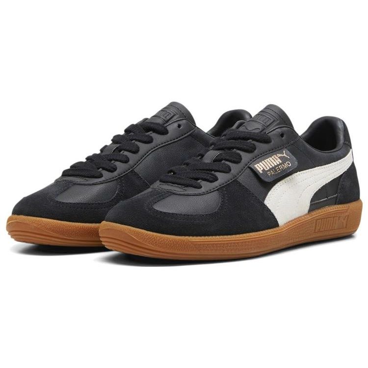 Puma Кожаные унисекс кроссовки Puma Palermo Черный Серо-пепельный Резиновая подошва Низкие Повседневные 396464-03