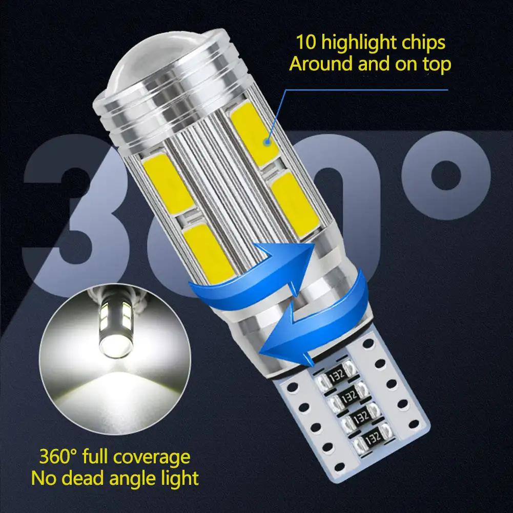 2 шт. T10 автомобильная W5W 5730 10SMD светодиодная лампа фонарь заднего хода лампа для чтения 12 В 6500 К авто клиновидная боковая подсветка номерного знака багажник лампы
