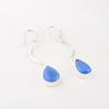 Dark Blue Cat's Eye Gemstone 925 Sterling Silver Jewelry Handmade Earrings 2.60" EE-43-42