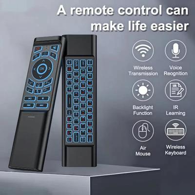 Пульт дистанционного управления с 7-цветной подсветкой, аэромышь, голосовой гироскоп, мини-клавиатура, двойной режим 2.4G беспроводной BT5.2 для Android Smart TV Box PC