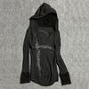 2KWEIRD Y2k Black Vintage Printed Hoodies Women V Neck Long Sleeve American Fashion Hooded Sweatshirt Streetwear Hip Hop