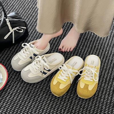 Полушлепанцы женские новые осенние дышащие для улицы универсальные повседневные крутые шлепанцы на толстой высокой подошве