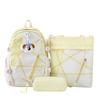 Three-Piece Backpack Set for Primary and Middle School Students Schoolbag Color Block Cartoon Backpack for Women Large Capacity Backpack