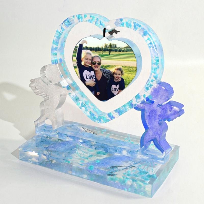 DIY Silicone Mold Heart Photo Cupids Frames Molds Beautiful Heart Shaped Frames Mould for Home Office Table Ornaments