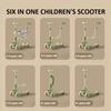 Детский кик-скутер 6-в-1 со светодиодными колесами, ручкой для толкания, поручнем, регулируемой высотой, реверсивным сиденьем, 3-колесный скутер для детей