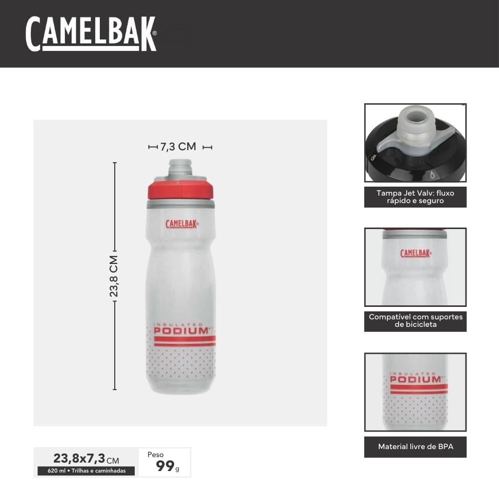 CAMELBAK Podium Chill Fiery Bottle, 620ml, Red/White