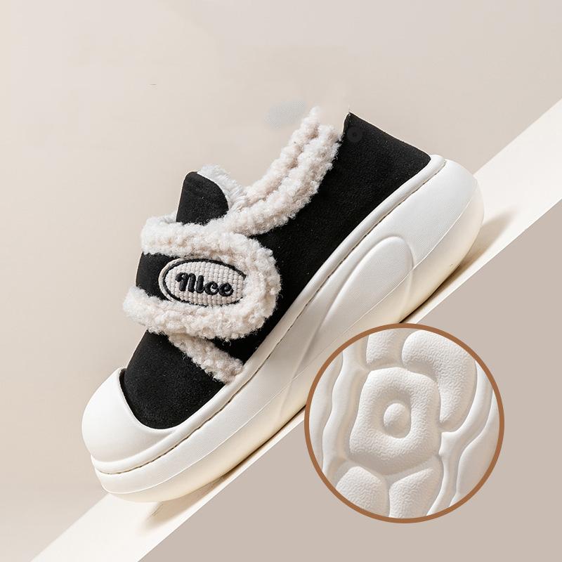 Женские весенние теплые хлопковые зимние сапоги повседневные короткие сапоги-трубы с толстой подошвой из флиса и меха зимние домашние тапочки из хлопка на липучке туфли 34-41