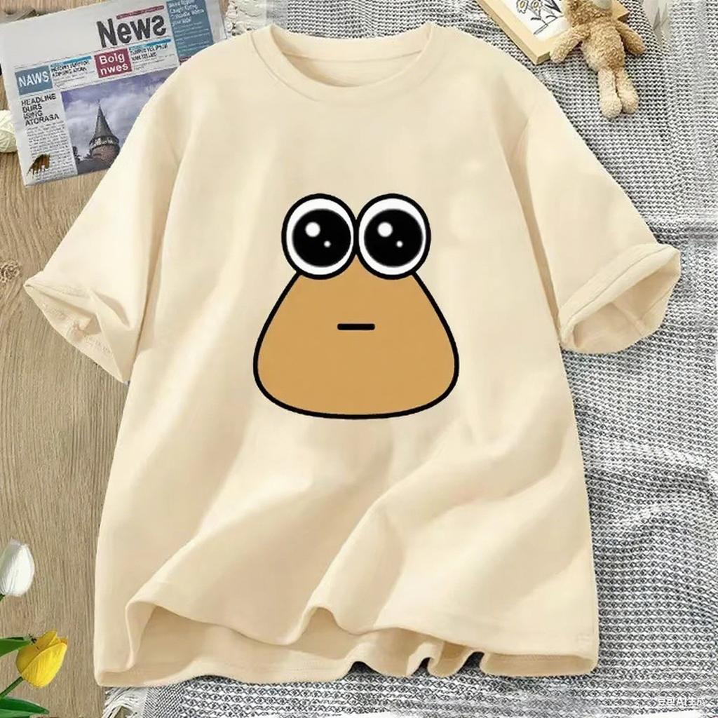 Hungy Pou Uwu Графические Принты Футболки Смешные Оверсайз Мужские Женские Футболка с Коротким Рукавом Одежда Стритвир Футболка Топы Мягкий Хлопок