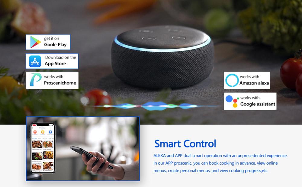 Proscenic T22 Air Fryer with 13 Presets & Shake Reminder, Oil Free Air Fryer 5L, Compatible with APP & Alexa - Black