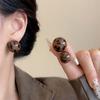 Модные серьги-гвоздики с круглыми бусинами и леопардовым принтом, корейские модные ювелирные изделия в подарок