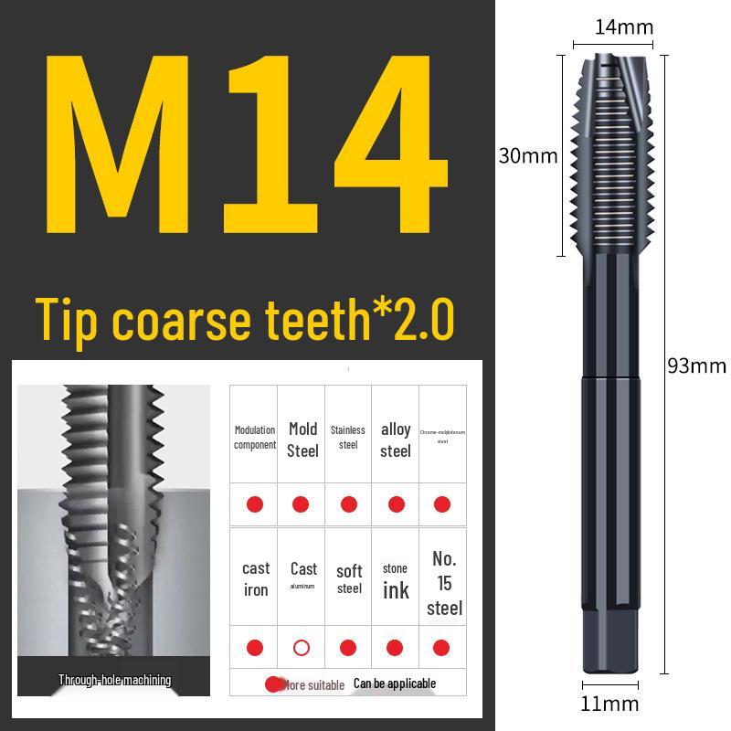 65° Машина для азотирования Спиральный метчик для нержавеющей стали, Размеры M3-M12