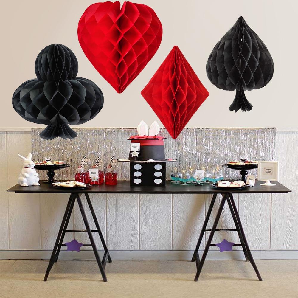 4pcs/Set Three-dimensional Honeycomb Hanging Ornament Casino Party Decoration Stage Layout
