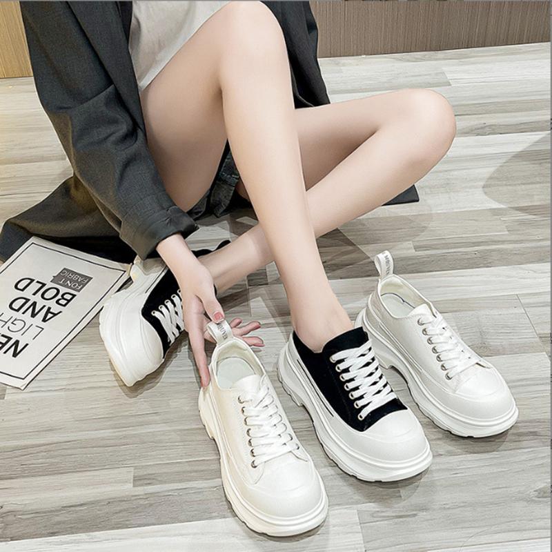 Women's Thick Sole Elevated Canvas Casual Sneakers Summer Fashion New Outdoor Running Lace Up Sports Casual Shoes Size 34-45
