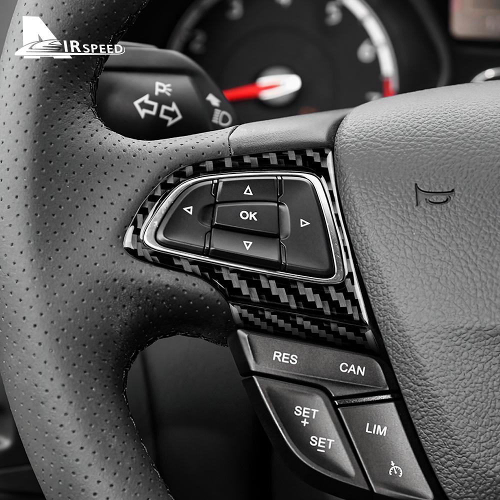 For Ford Focus SE Ecoboost 2015 2016 2017 2018 Real Soft Carbon Fiber Sticker LHD RHD Car Steering Wheel Button Frame Trim