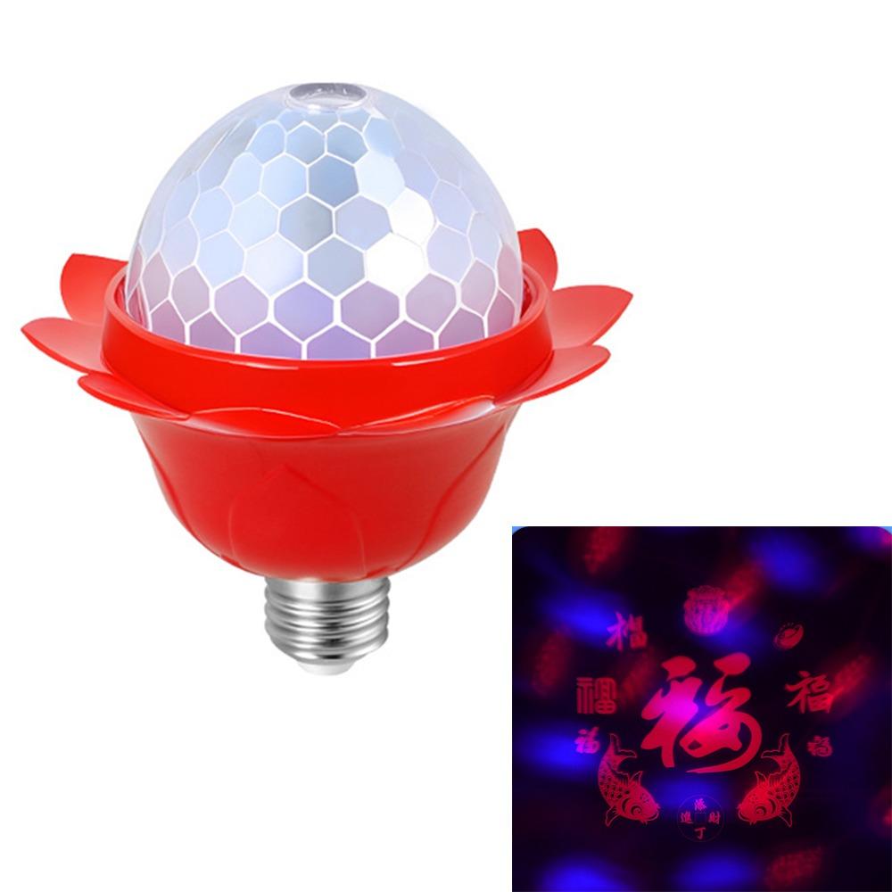 Chinese Character Chinese New Year Rotating Light LED Ball Bulb Lamp  Holiday