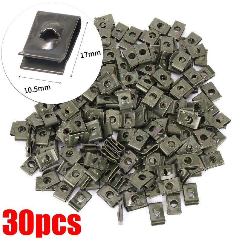 10/30 шт. Автомобильная винтовая основа U-образная клипса Автомобильный крепеж для модификации Металлическая клипса для защиты крыла бампера Аксессуары для интерьера автомобиля