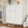Shoe Cabinet with 3 Flaps, 1 Drawer and 1 Door, White Shoe Cabinet. Dimensions: H 121 cm / W 90 cm / D 25 cm (old SKU N657P19561518W)