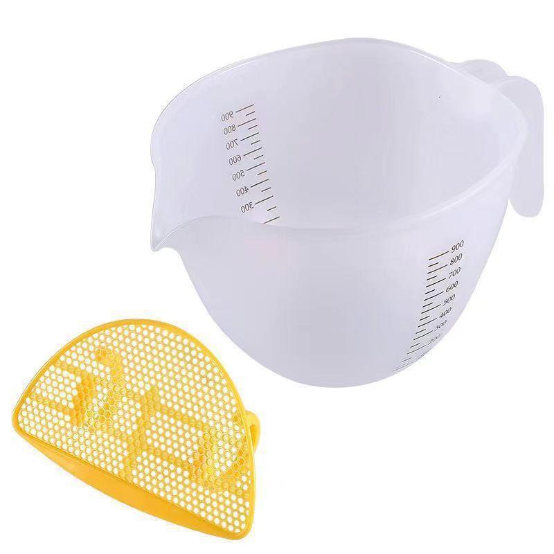 Мерный стакан для взвешивания, прозрачная миска для смешивания, 900 мл, прозрачный кухонный мерный стакан для выпечки с фильтром и ручкой, точный