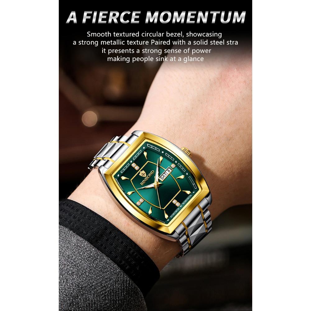BINBOND B400 Top Brand Quartz Waterproof Watches For Men Luxury Diamond Dial Elegant Stainless Steel Luminous Business Men Watch