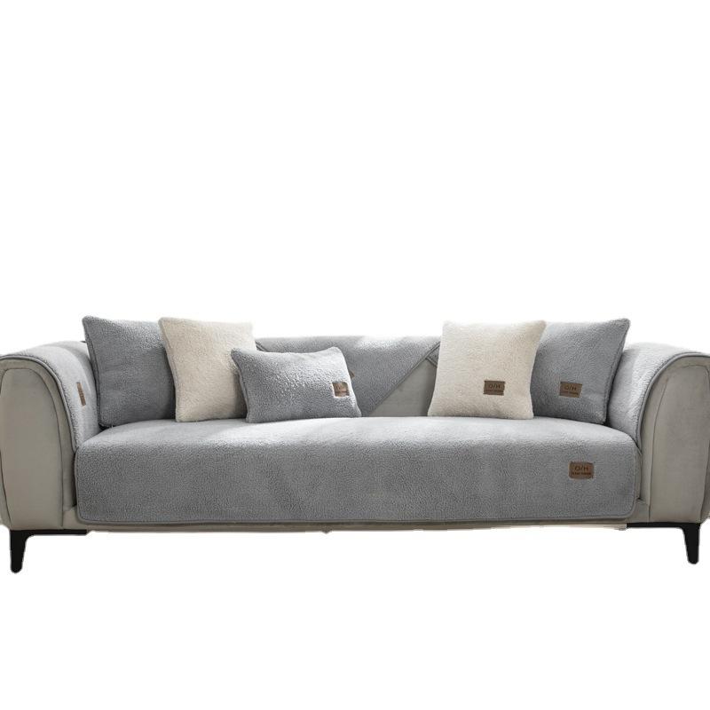 Зимняя подушка для дивана из овчины, утолщенная флисовая подушка, нескользящий кожаный чехол для дивана, высококачественный скандинавский простой зимний чехол