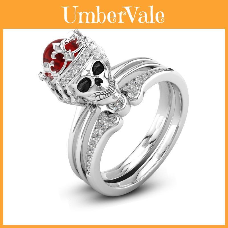 Skull Fashion Women Rings Inlay Punk Ring Skeleton Ring Jewelry