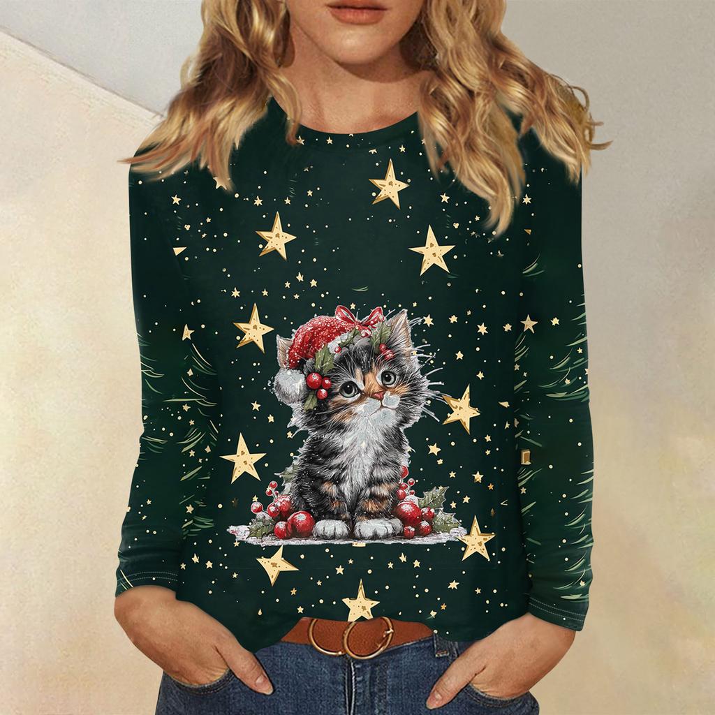 Рубашки с длинным рукавом для женщин, милые футболки с графическим принтом, блузки, повседневные базовые топы больших размеров, пуловеры