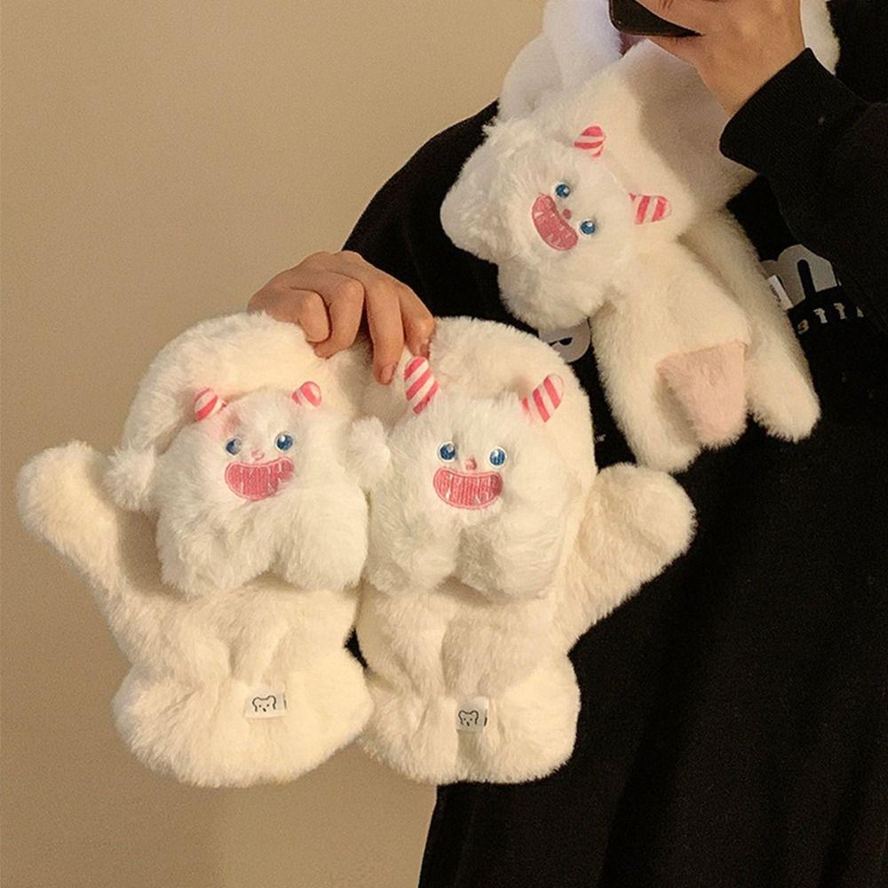 Fluffy Plush Gloves Warm Mitten Gloves Cute Winter Gloves for Women
