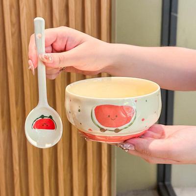 Керамическая рисовая тарелка с фруктовым мультяшным рисунком