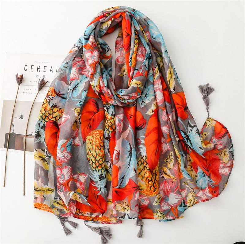 Thin Fashion Aztec Paisley Floral Tassel Viscose Shawl Scarf High Quality Wrap Pashmina Stole Bufandas Muslim Hijab 180*90Cm