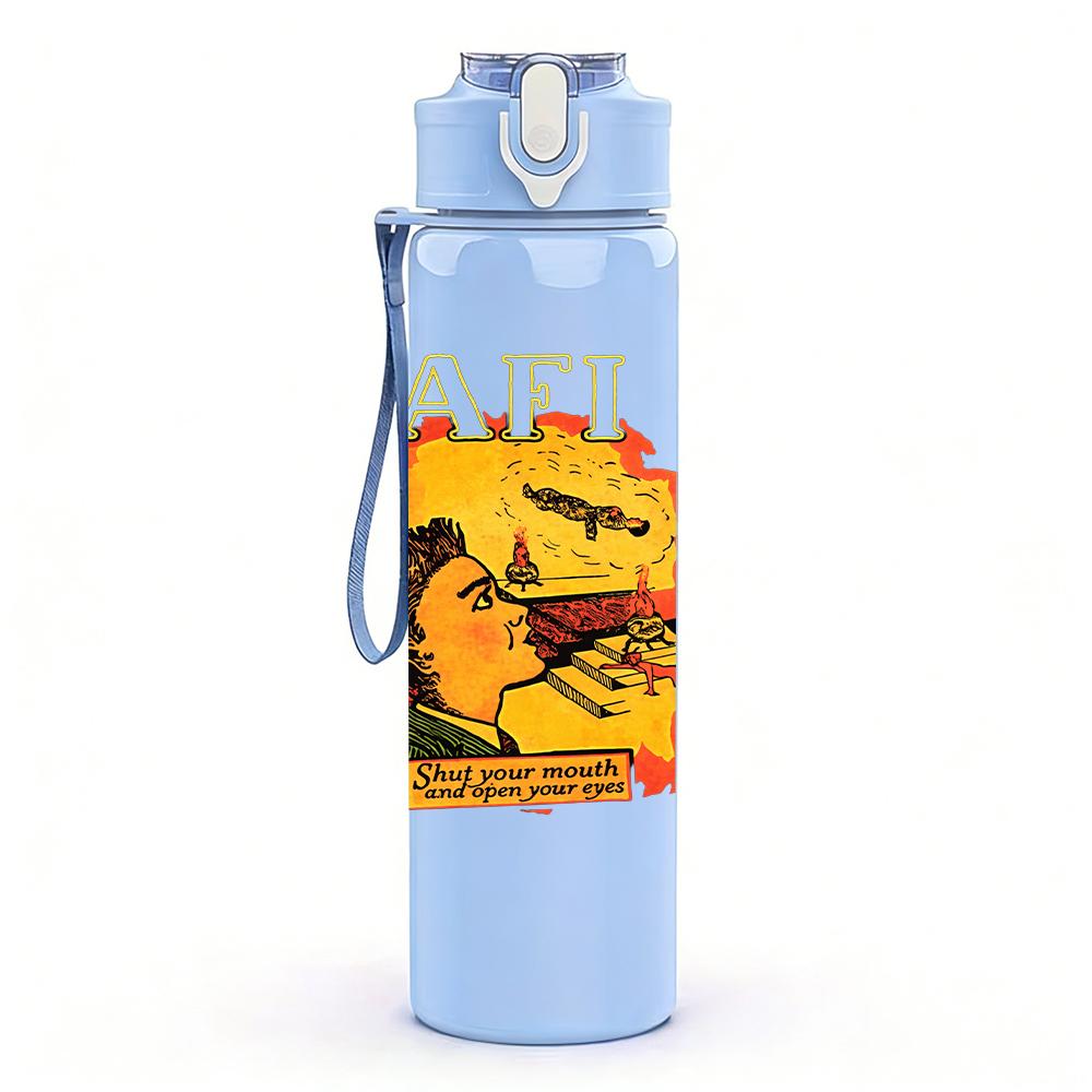 1PC Yellow Sun Mountain Retro Landscape Print 750ml Portable Sports Water Bottle Leakproof Gym Outdoor Travel Drink Cup