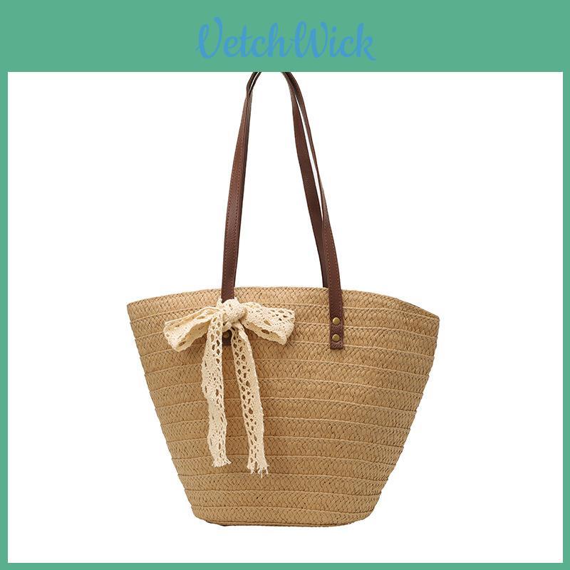 Casual Woven Tote Bag For Women Large Capacity Daily Commuting With Phone Pocket