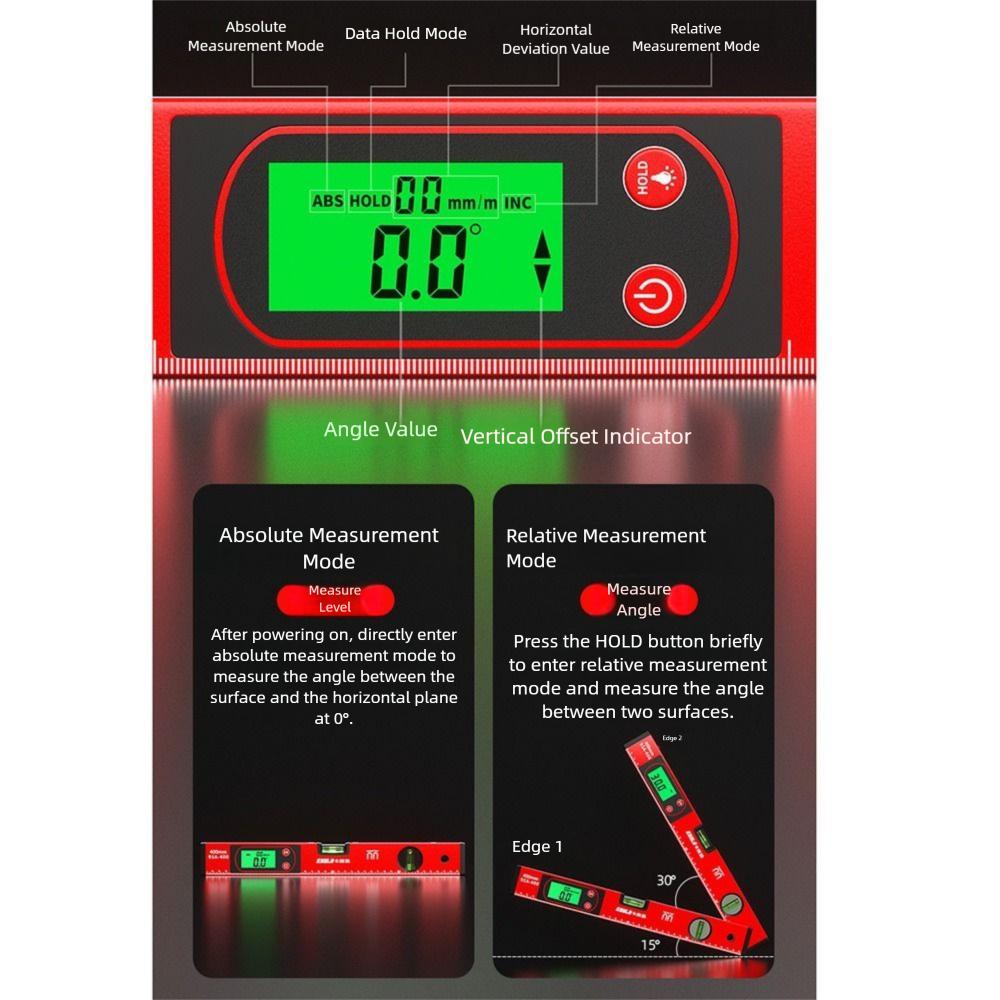 0-90° Range Digital Protractor LED Display Magnetic Level Measuring Ruler Home Improvement