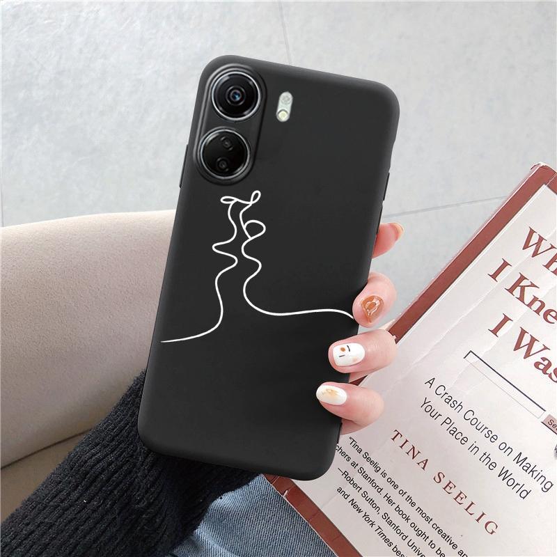 Чехол для телефона для Redmi 13C 4G 12C A3 A2 A1 Plus Note 13 Pro для Xiaomi 14 13 Poco C65 X6 X3 Pro NFC Fashion Artlines Противоударный бампер Черный мягкий чехол