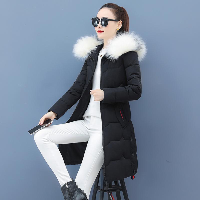 Зимний теплый пуховик для женщин средней длины, утолщенный теплый воротник, хлопковая куртка, хлопковая куртка