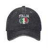 Кепка-бейсболка из стираного холста с вышивкой герба ITALIA Классический крой Унисекс Шляпа для улицы